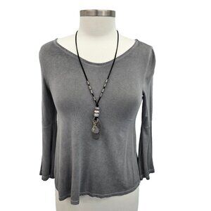 Arizona Jean Co. Gypsy Blouse Top Gray Size XS Boho Bell Sleeve Womens Juniors